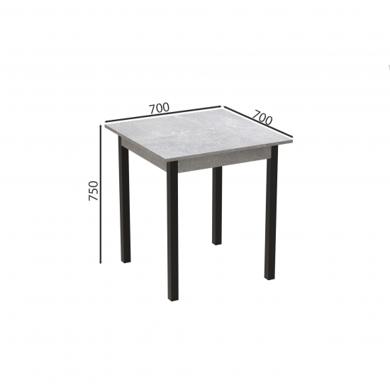 Стіл кухонний Агата 75x80x80 Чорний ДСП Бетон 16мм (AGA0021)