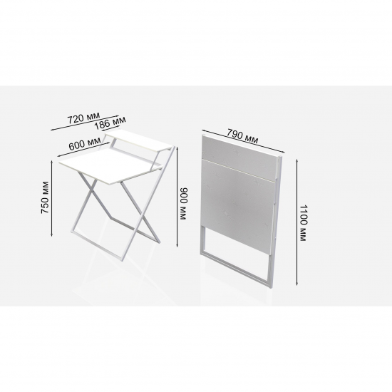 Стіл трансформер Компакт 2 750x790x720 Білий метал ДСП Білий 16 мм (KOM208)