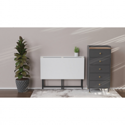 Стіл розкладний Моріс 900 750x900x500 Чорний метал ДСП Білий 16 мм (MORI901) Стіл розкладний Моріс 900 750x900x500 Чорний метал ДСП Білий 16 мм (MORI901)