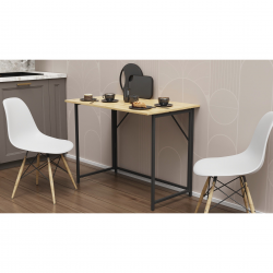 Стіл розкладний Моріс 900 750x900x500 Чорний метал ДСП Дуб Артізан 16 мм (MORI906)