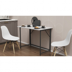 Стіл розкладний Моріс 900 750x900x500 Чорний метал ДСП Бетон 16 мм (MORI907)