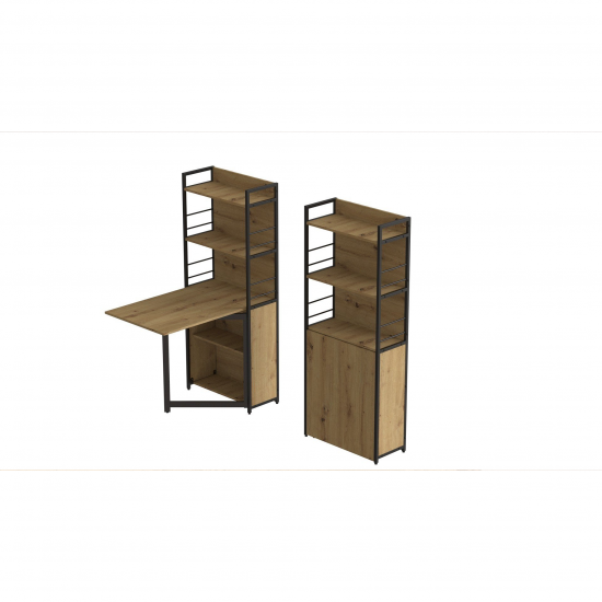 Стіл книжка з етажеркою Практик 2 1555x640x990 Чорний метал ДСП Дуб Артизан 16 мм (PRA206)