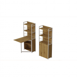 Стіл книжка з етажеркою Практик 2  1555x640x990 Білий метал ДСП Дуб Артизан 16 мм (PRA213) 