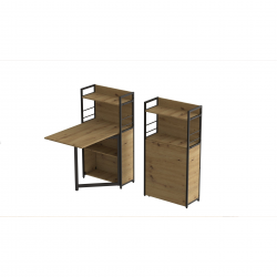 Стіл книжка з етажеркою Практик 1  1200x640x990 Чорний метал ДСП Дуб Артизан 16 мм (PRA106)