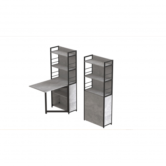 Стіл книжка з етажеркою Практик 2 1555x640x990 Чорний метал ДСП Бетон 16 мм (PRA207)