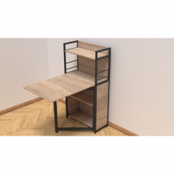 Стіл книжка з етажеркою Практик 11200x640x990 Чорний метал ДСП Дуб Сонома 16 мм Стіл книжка з етажеркою Практик 11200x640x990 Чорний метал ДСП Дуб Сонома 16 мм