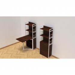 Стіл книжка з етажеркою Практик 2  1555x640x990 Білий метал ДСП Венге Магія 16 мм (PRA210)