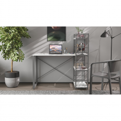 Письмовий стіл Серії Конект c етажеркою 75x120x60 сірий ДСП Біле 16мм (XK00193)
