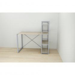 Письмовий стіл Серії Конект c етажеркою 75x120x60 сірий ДСП Дуб Сонома 16мм (XK00196)