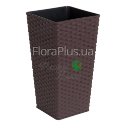 Вазон з автополивом Ротанг квадратний з вставкою 22*22*41,5