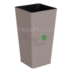 Вазон з автополивом Ротанг квадратний з вставкою 27*27*51